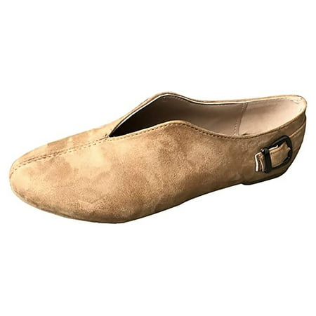 

Cglfd Women S Casual Shoes Flat Shallow Belt Buckle Lazy Pointed Suede Summer Flat Shoes