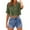 Green, variant on Taqqpue Womens Button Down Cropped Shirts Short Sleeve Casual Plus Size Crop Tops Solid Loose Lapel Cotton Linen Blouse Shirt