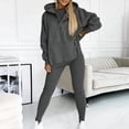 thumbnail image 5 of TNOBHG Women Hooded Casual Suit 3-piece Women's Hoodie Vest Pants Set Solid Color Soft Warm Casual Outfit Long-sleeve Pocket Pullove Top, 5 of 8