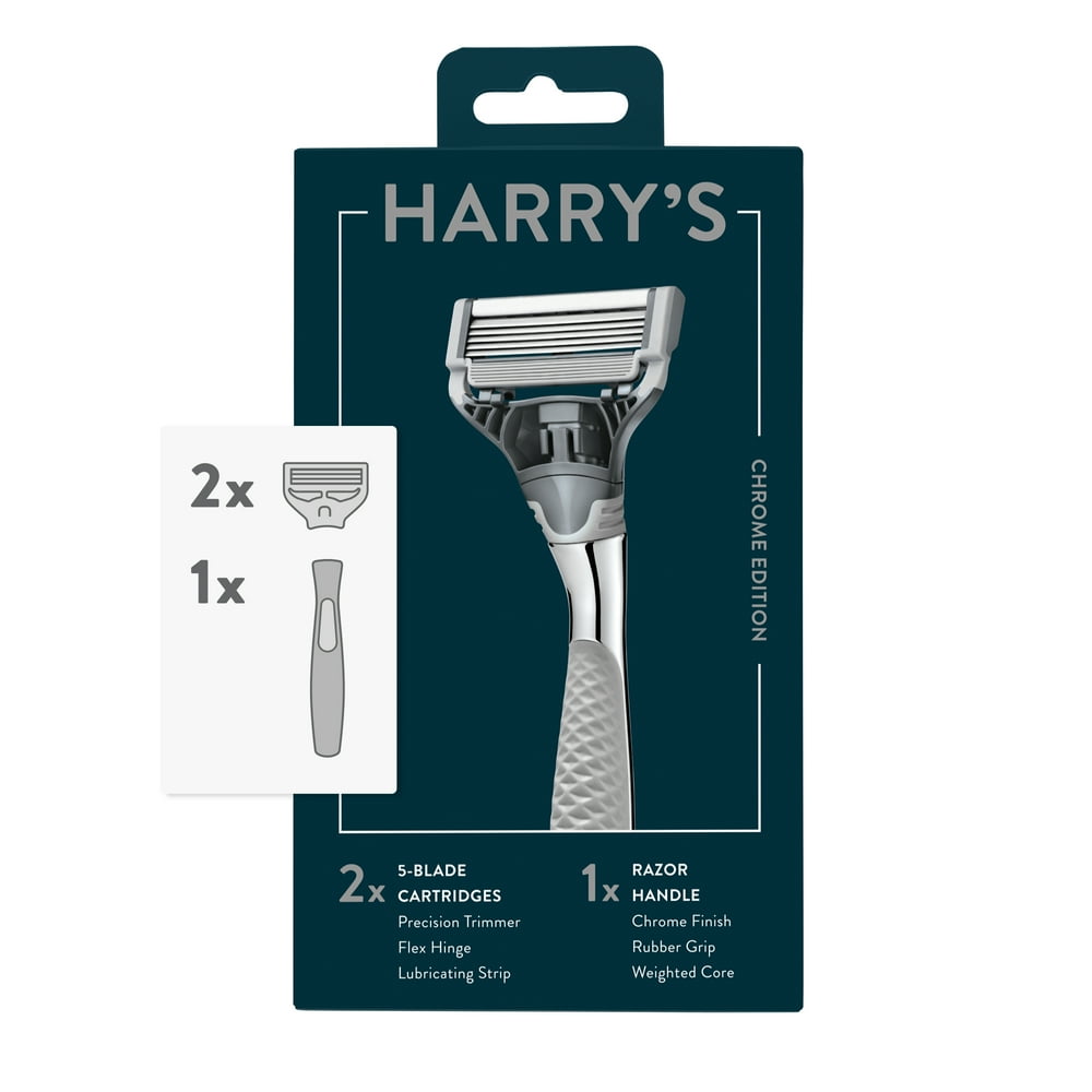 Harry's Men's Razor 1 Chrome Edition Handle + 2 Razor Blade Refills