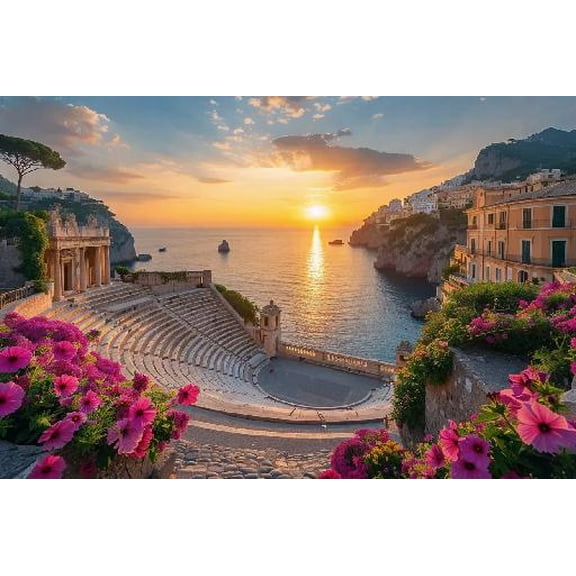 Sicily Taormina Italy Jigsaw Puzzle 500 Piece for Adults Wooden Travel Gift