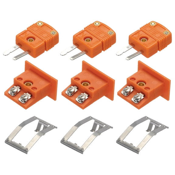 Uxcell N Type Thermocouple Wire Connector Male Plug with Panel Mount Socket 220C(428F) for Thermocouple Sensor 2 Set