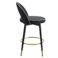 thumbnail image 3 of Modern 360 ° rotatable Bar chair (Set of 2), With PU Upholstered and metal legs for Dining room, Black, 3 of 18