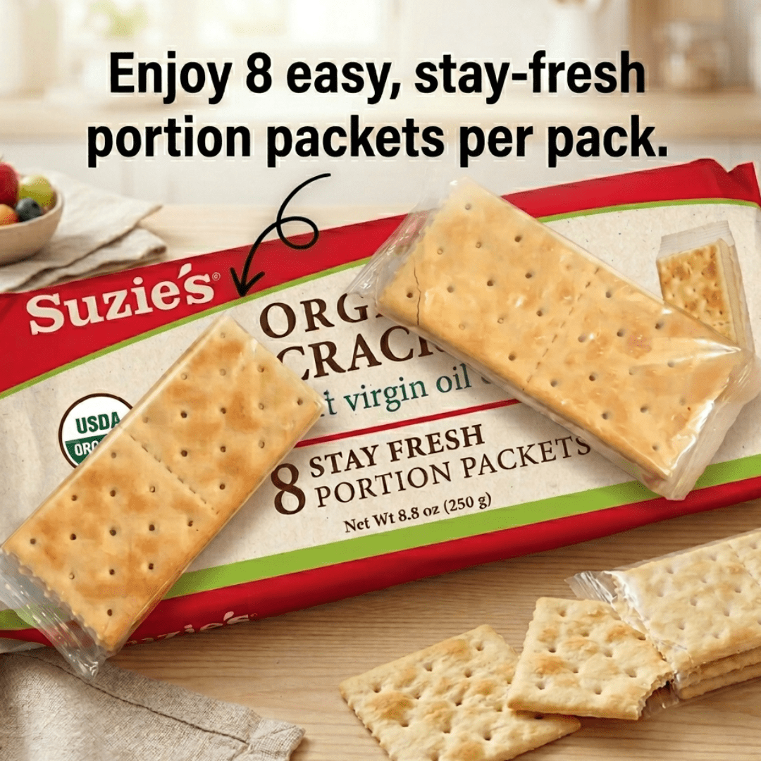 Suzie's Organic Saltines Crackers, Rosemary Sesame, Healthy Gourmet Baked Snack, 6 Pack, 8.8 oz