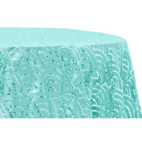 1 Pc, Mermaid Scale Sequin 120" Round Tablecloth - Turquoise For Wedding & Events Decor