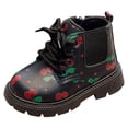thumbnail image 6 of HEWUQI Toddler Girls Cowboy Boots Soft Non Slip Trendy Lace up Infant Booties with Side Zipper Cherry Print First Walking Shoes Black Size 10 Little Kid, 6 of 6