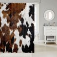 thumbnail image 2 of Manfei Vintage Cow Spot Shower Curtain 72Wx72L,Rustic Farm Animal Bathroom Curtain,Brown White Black, 2 of 6
