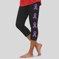 thumbnail image 4 of newwalpole Capri Leggings for Women Floral Printed High Waist Capris Plus Size Casual Knee Length Slim Fit Yoga Cropped Pants Purple for Size M, 4 of 5