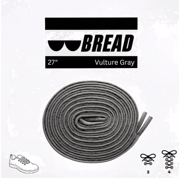 Bread Elastic Shoelaces, No Tie Stretch Shoelaces for Easy Slip-on, Vulture Gray, 27"