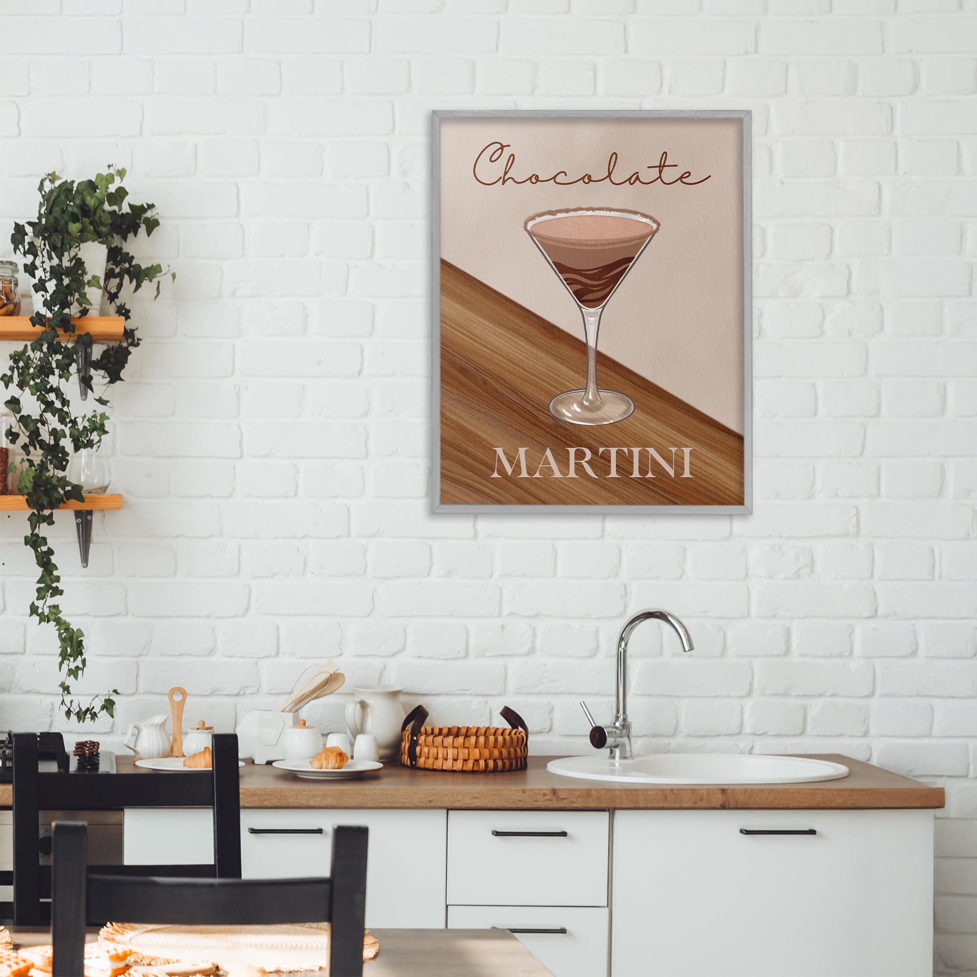 Stupell Industries Chocolate Martini on Brown Gray Framed Giclee Art, design by Marcus Prime