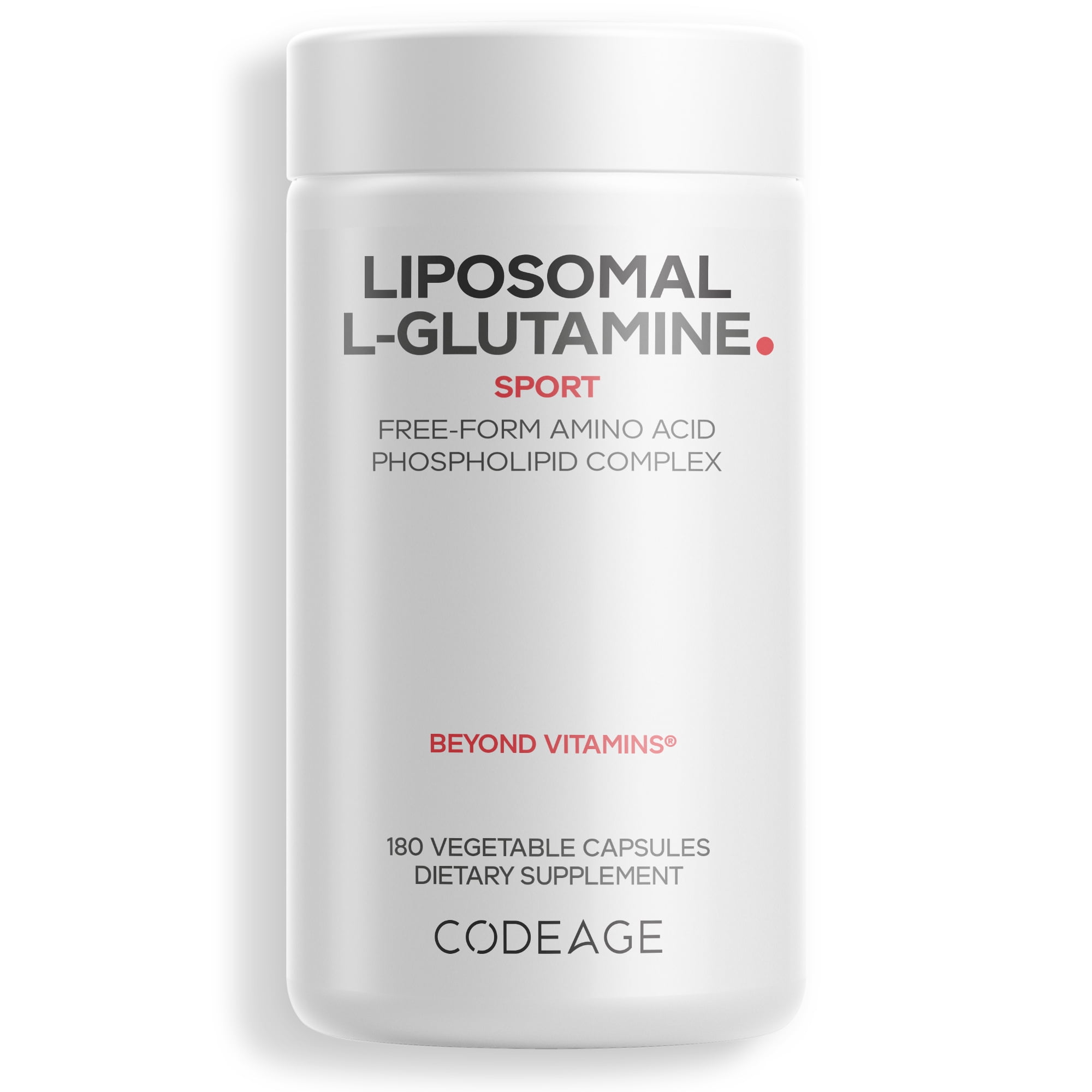 Codeage Liposomal L-Glutamine 1000mg Supplement, Free-Form Glutamine Formula, 3-Month Supply, 180 ct