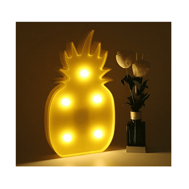 Yellow Plastic Pineapple Decorative Lights, Decorations Pineapple Lamp LED Night Light Battery