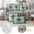 thumbnail image 6 of St. Patrick's Outdoor Waterproof Pillow Covers, Lucky Shamrock Leaves Farmhouse Green Plaid Decorative Square Throw Pillowcase Sofa Cushion Sham for Patio/Couch/Chair, 24"x24" 2 Pack, 6 of 8