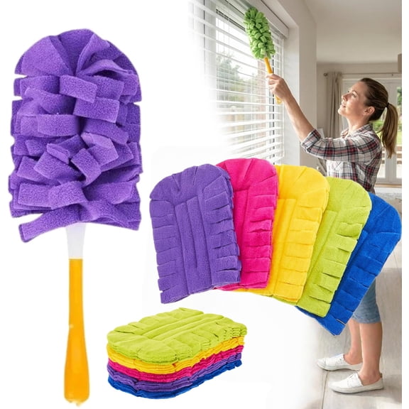 360° Electrostatic Duster Refills, Sustainable Choice for a Dust-Free Home, Washable & Reusable Duster Refills, for Furniture Electronics Blinds (1 Handle 5 Refills)