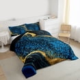 thumbnail image 3 of Homewish Modern Fluid Art Full Size Comforter Sets,Marble Print Bedding Comforter Set,Gold Blue Bedding Sets For Teens,Microfiber Bedroom Decor Reversible,3-Piece, 3 of 8