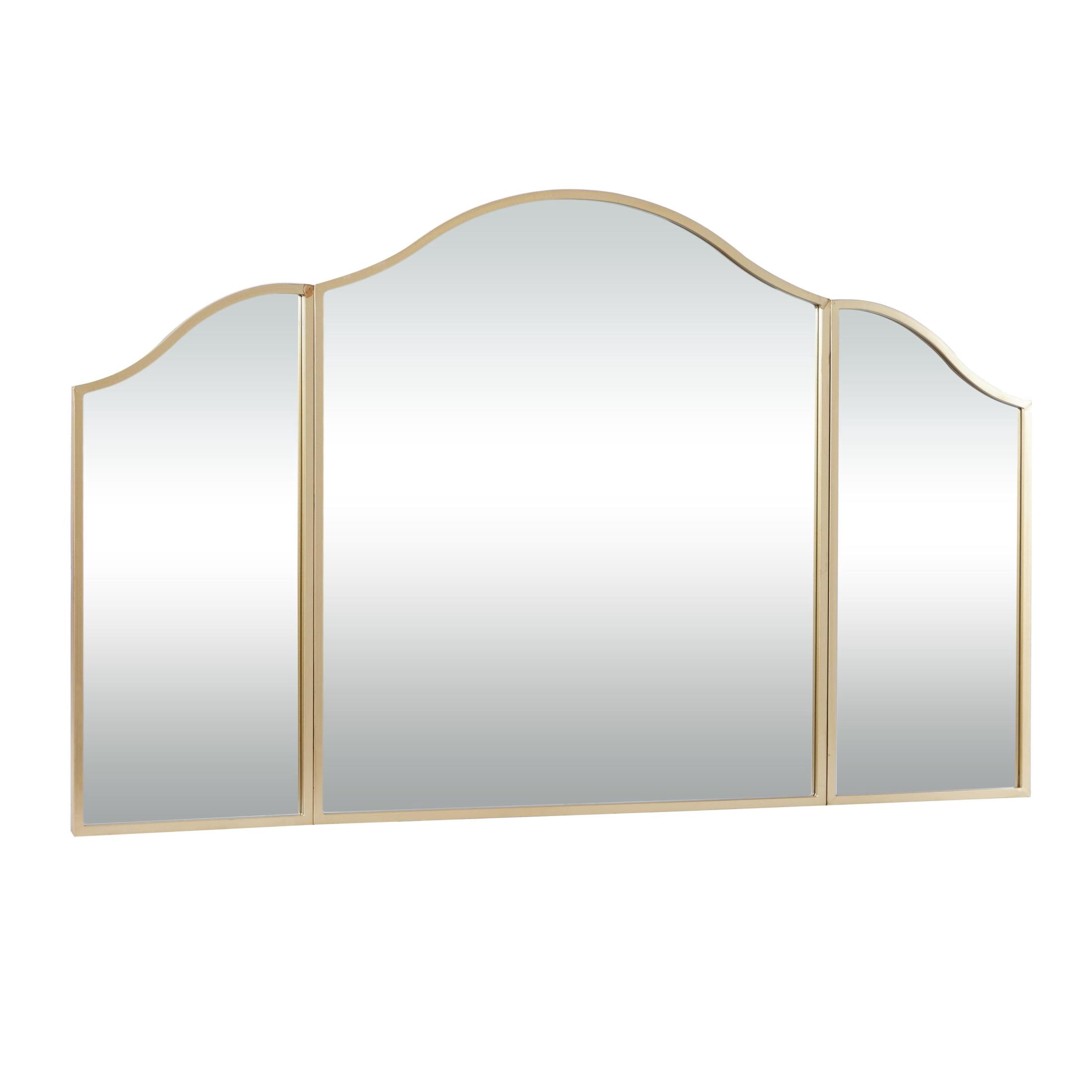 DecMode 53" x 31" Gold Arched Wall Mirror with Folding Sides