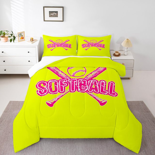 Erosebridal Baseball Comforter Sets Queen Size For Teens,Sport Gamer Bedding Queen Comforter Set,Gaming Theme Decor,3Pcs
