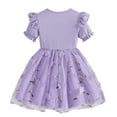thumbnail image 3 of Povozer Toddler Tutu Dresses Tulle Short Sleeve Ruffle Holiday Party Dress(Purple,3-4Y), 3 of 6