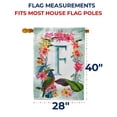 thumbnail image 7 of America Forever Summer Floral Wreath Monogram House Flag Letter F 28 x 40 inches Parrot Macaw Hibiscus Palm Leaves Double Sided Vertical Outdoor Yard Lawn Decorative Tropical House Flag, 7 of 7