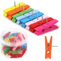 Note 5 Pin 50 PCS Push Pin with Wooden Clips, Push Pin Clips for Cork Board ...