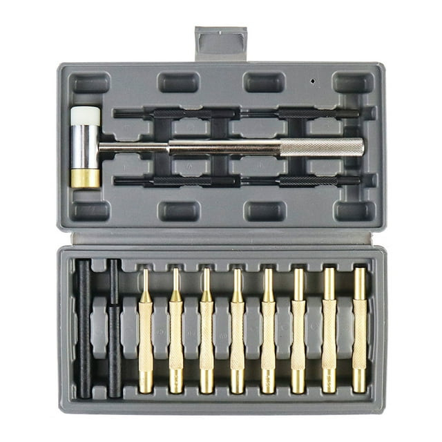 Amdohai 15 Pieces Punch Set Solid Hammer Steel, Brass, Plastics Punches with Box Repair Tools for Watch Jewelry & Craft