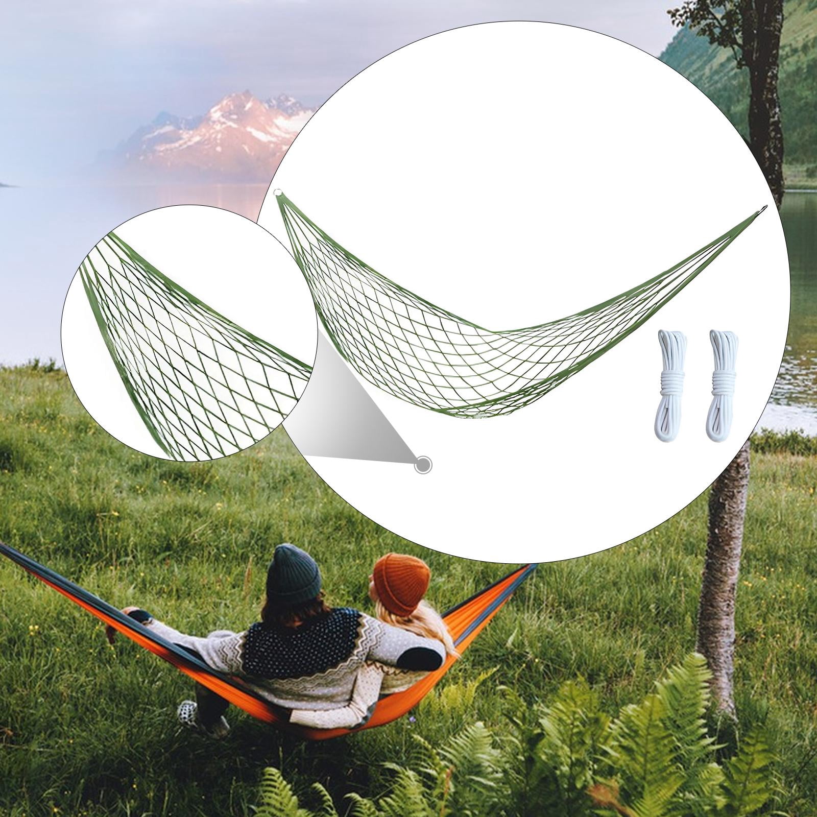 harayaa Mesh Rope Hammock Portable Lightweight Tree Hammock for Beach Yard Traveling A