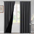 thumbnail image 2 of Cortinas 100 % opacas para dormitorio, cortinas y cortinas con aislamiento térmico, cortinas opacas de 84 pulgadas de largo con barra de bolsillo para sala de estar con forro negro, juego de 2 paneles, gris salvia claro, 52 pulgadas de ancho x 108 pulgadas de largo, 2 of 5