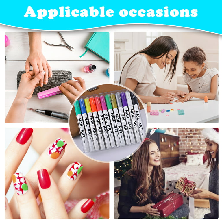 6 Color 3D Nail Art Pens Set, Kalolary Nail Point Graffiti Dotting Pen  Drawing Painting Liner Brush for DIY Nail Art Beauty Adorn Manicure Tools  (A)