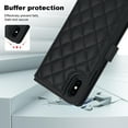thumbnail image 3 of Compatible with iPhone X/XS Litchi Texture PU Leather Case with Card Holder Wrist Strap, Wallet Flip Cover for iPhone X/XS Men/Women Crossbody Strap RFID Blocking Kickstand, Black, 3 of 9