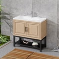 thumbnail image 5 of 36" Bathroom Vanity with White Ceramic Sink & Hot and Cold Faucet , Freestanding Bathroom Cabinet with 2 Storage Doors and Open iron Shelf for Bathroom, 5 of 16