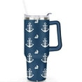 thumbnail image 2 of 40oz Ocean Nautical Anchor Stainless Steel Flip Straw Tumbler Spill Proof Travel Cup Double Wall Vacuum Insulated Coffee Mug with Top Handle, 2 of 6