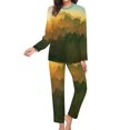thumbnail image 3 of Elegant Mountains Pajamas Daily Sunset Print Casual Oversized Sleepwear Women Long Sleeve Pattern Retro Pajama Sets, 3 of 7