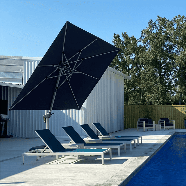 PURPLE LEAF Parasol Rectangulaire de Patio 9 x 12 Pi de Luxe, Grand Parasol Déporté à Mât Décentré avec Rotation à 360°, Gris