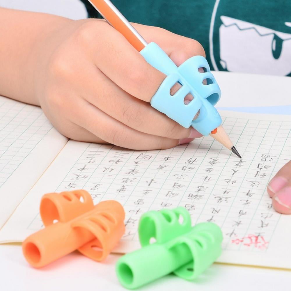 3 Pcs 3-finger Pencil Grip Posture Corrector Silicone Kids Writing Orthotic Aid 