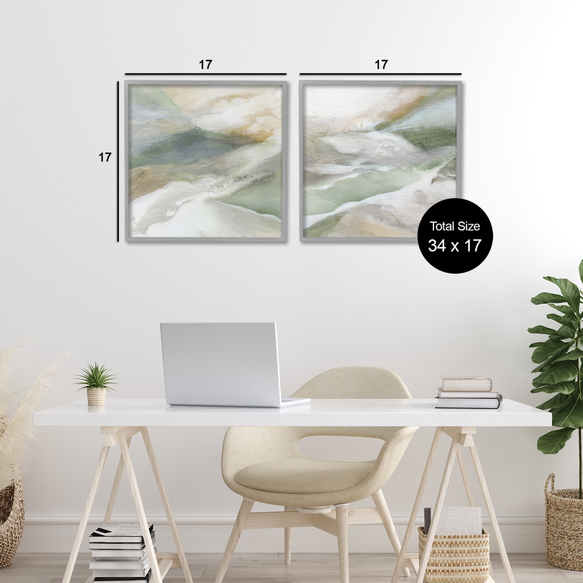 Stupell Industries Serene Misty Valley Abstraction 2 Piece Gray Framed Giclee Art Set, design by Carol Robinson