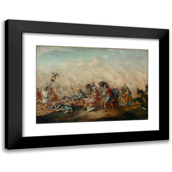 John Trumbull 14x11 Black Modern Framed Museum Art Print Titled - The Death of Paulus Aemilius at the Battle Of Cannae (1773)