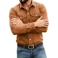 thumbnail image 6 of akafmk Mens Denim Western Shirts Long Sleeve Button Front Snap Shirt Solid Fashionable Casual Work Shrits, Size L, 6 of 8