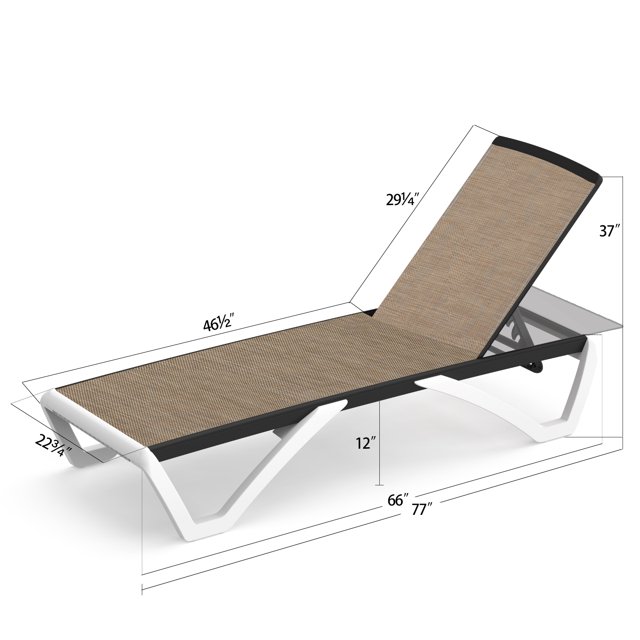 Domi Outdoor Aluminum Patio Chaise Lounge Chair, Adjustable Backrest, Polypropylene, Beach Patio Chair