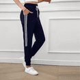 thumbnail image 2 of MLDRA Womens Sweatpants Joggers with Pockets Bottom Lounge Pant Lady Athletic Gym Lounge Pants Side Stripe for Workout Running Navy Blue, 2 of 5