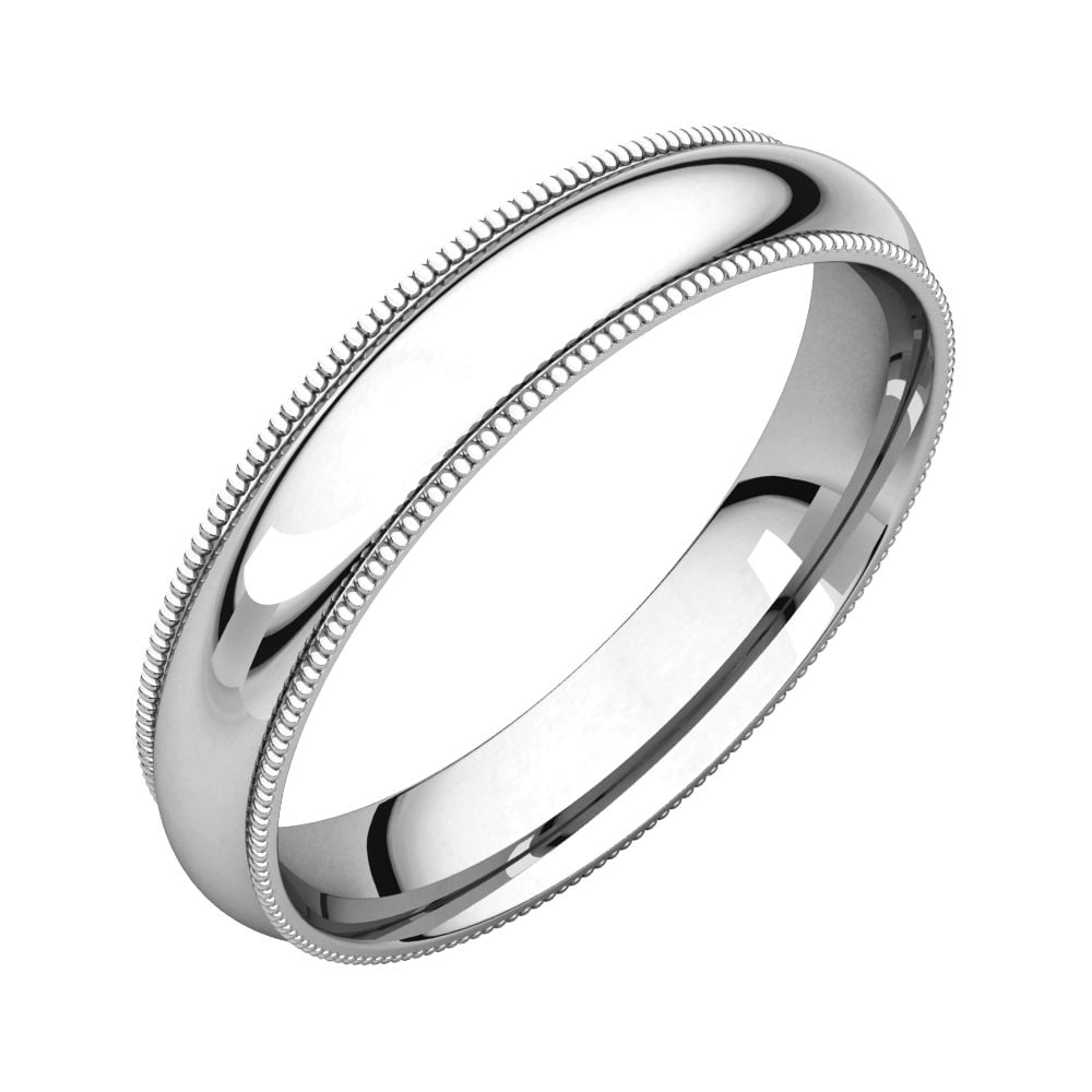Jewels By Lux 925 Sterling Silver 4mm Light Milgrain Wedding Ring Band 