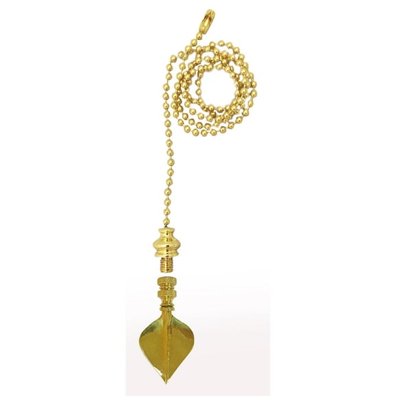 Royal Designs Fan Pull Chain with Spade Leaf Finial ? Polished Brass
