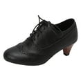 thumbnail image 5 of Dakaela Women's Lace up Pump Oxfords Wingtip Chunky Block Heel Vintage Dress Shoes Casual Mary Jane, 5 of 6