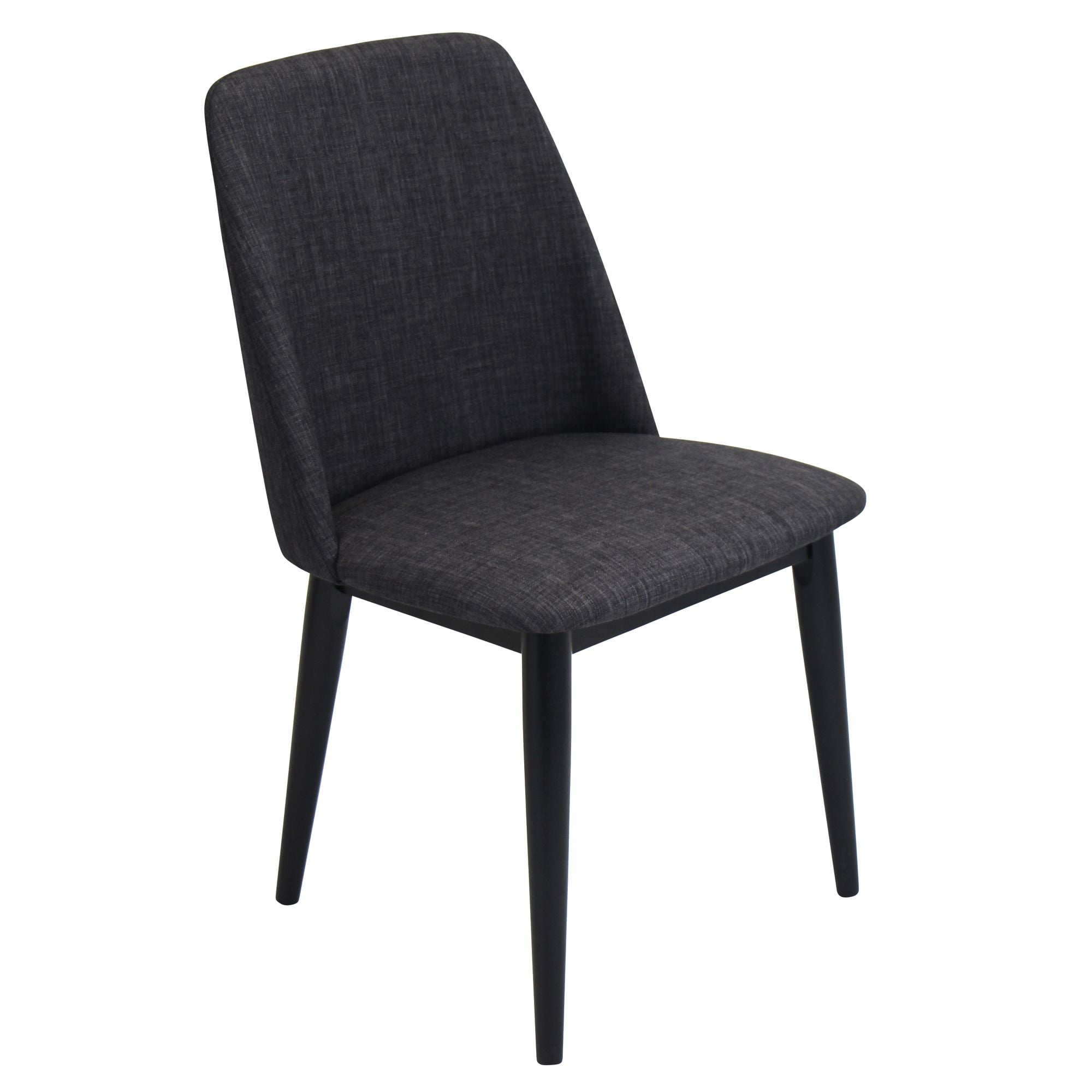 Set of 2 Tintori Mid Century Modern Dining Chair Black - LumiSource: Upholstered, Wood Legs, Comfort Style