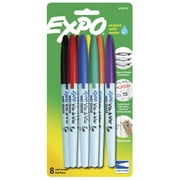 EXPO Vis-a-Vis Wet Erase Markers, Fine Point, Assorted Colors, 8 Count