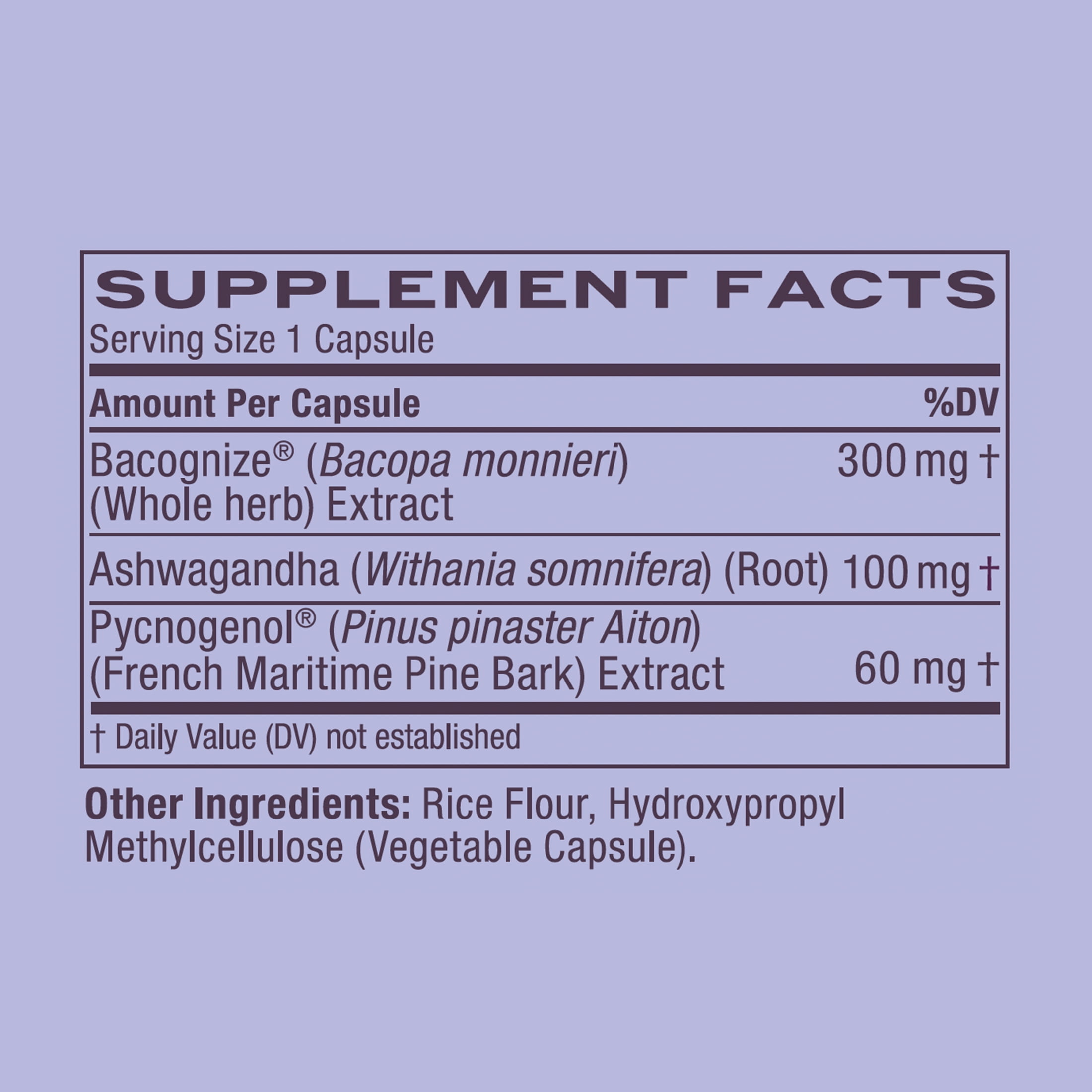 Womaness Menopause Supplement, Relief for Hot Flashes & Night Sweats with Bacognize for Memory + Ashwagandha for Mood & Vaginal Dryness, 30 Capsules