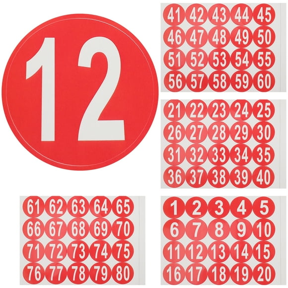 Shisuyan 4 Sheets Numbered Sticker 1-80 Number Sticker Storage Classification Sticker