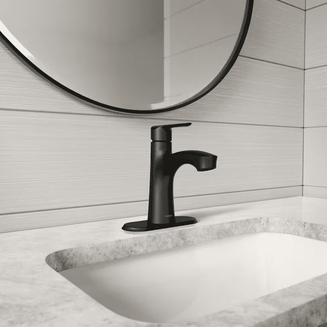 MOEN 84516BL Findlay Single-Handle Single-Hole Bathroom Faucet in Matte Black