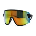 thumbnail image 2 of Mens Color Mirror Exposed Lens Large Shield Sunglasses Matte Black Orange Blue Mirror, 2 of 4