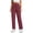Wine, variant on hoksml Women's Elastic Waist Drawstring Cargo Pants, Cotton Linen Straight Leg Casual Trousers with Pockets