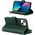 thumbnail image 3 of iPhone 13/14 Phone Case Wallet for Women Men with Card Holder, iPhone 13 Crossbody Case with Strap Shoulder Lanyard, Zipper Pocket PU Leather Cases Purse for iPhone 13,6.1 Inch Dark Green, 3 of 14